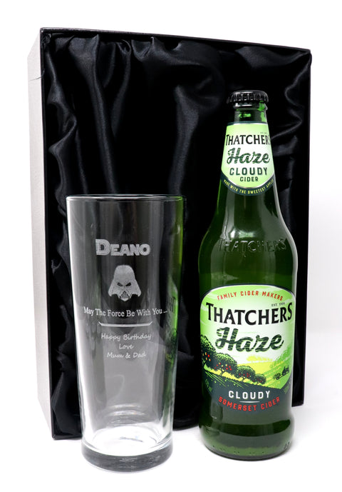 Personalised Pint Glass & Beer/Cider - Star Wars Darth Vader Design