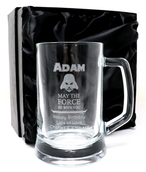 Personalised Pint Glass Tankard - Star Wars Darth Vader Design