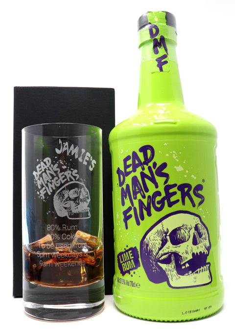 Personalised Highball Glass & 70cl Dead Man's Fingers Lime Rum - Dead Man's Fingers Design