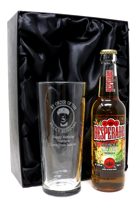 Personalised Pint Glass & Beer/Cider Gift Set - Peaky Blinders Design