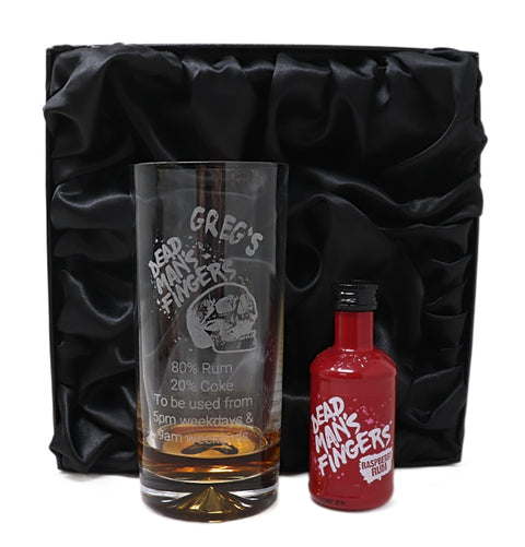 Personalised Highball Glass & Miniature - Dead Man's Fingers Design