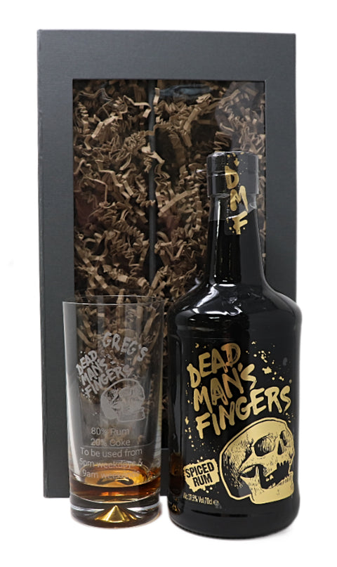 Personalised Dead Man's Fingers Rum Highball Glass & 70cl Bottle of Rum Gift Set
