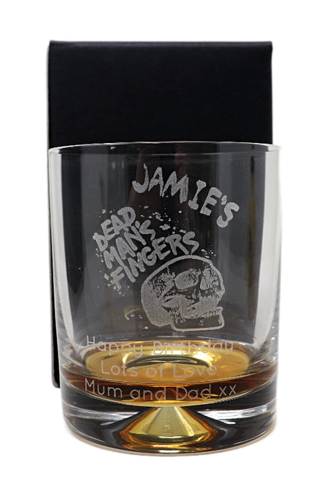 Personalised Engraved Dead Man's Fingers Rum Glass Tumbler