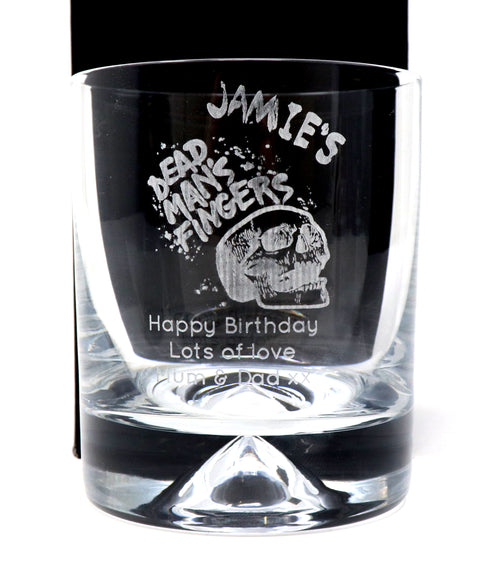 Personalised Glass Tumbler & 70cl Tequila Reposado - Dead Man's Fingers Design