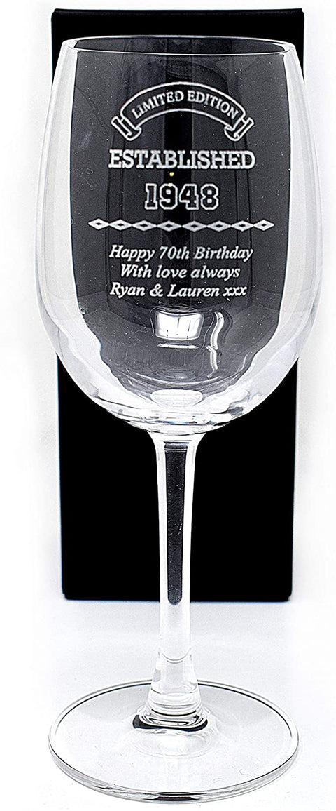 Personalised Reserva Wine Glass - Birthday Established Design