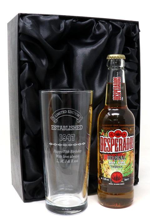 Personalised Pint Glass & Beer/Cider - Established Birthday Design