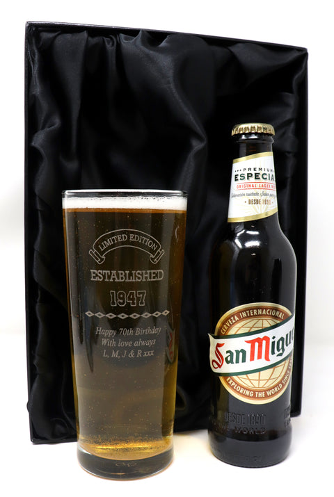 Personalised Pint Glass & Beer/Cider - Established Birthday Design