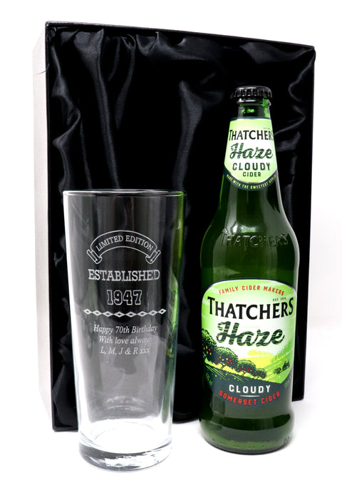 Personalised Pint Glass & Beer/Cider - Established Birthday Design