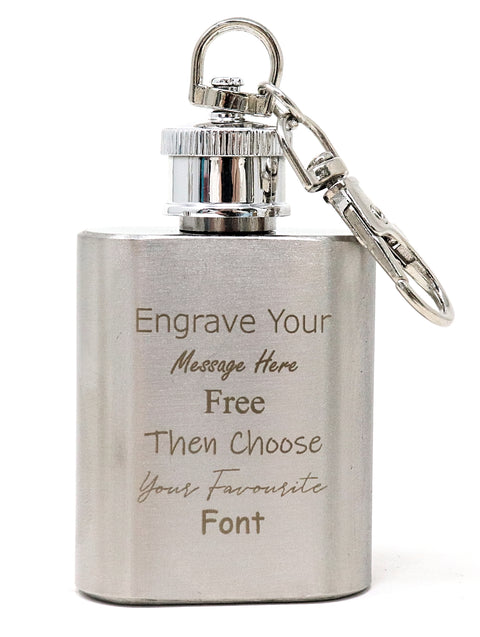 Personalised Silver 1oz Hip Flask Key Chain