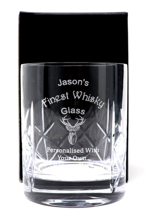 Personalised Crystal Glass Tumbler - Finest Whisky Design