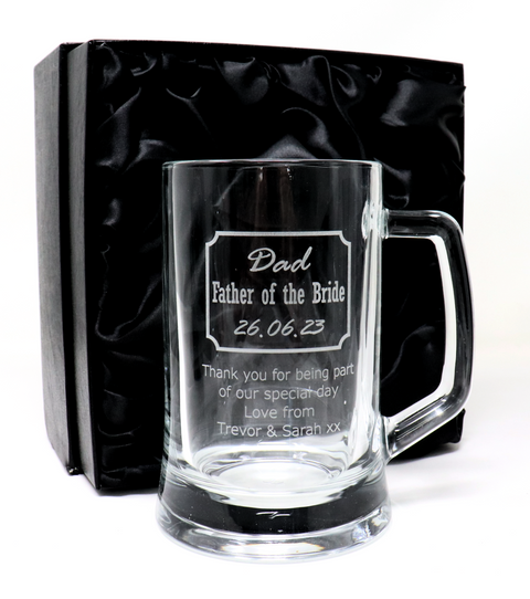 Personalised Pint Glass Tankard - Best Man/Father of the Bride Wedding Design