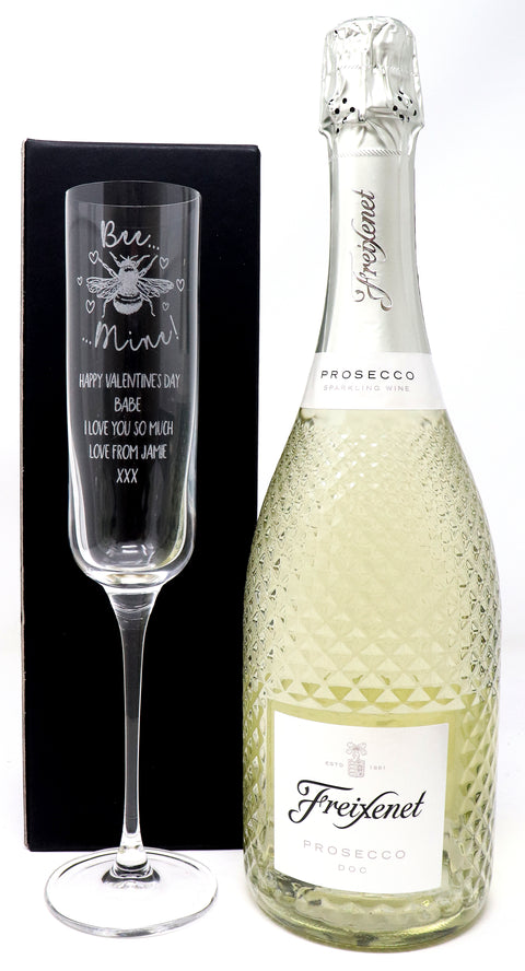 Personalised Fusion Flute & 75cl Prosecco - Bee Mine Design