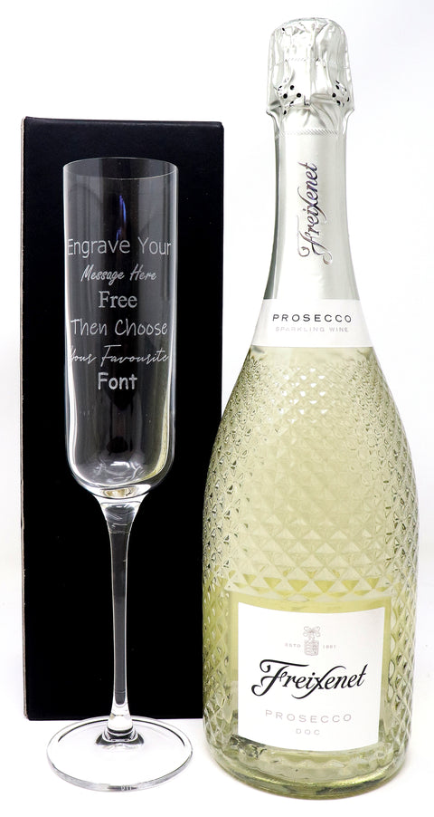 Personalised Fusion Flute & 75cl Freixenet Prosecco