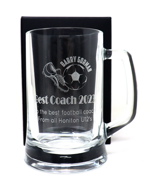 Personalised Pint Glass Tankard - Football Design
