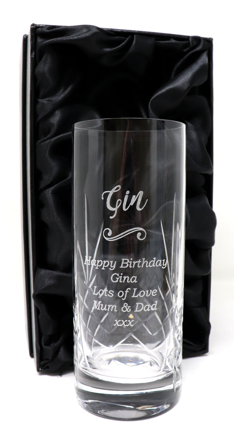 Personalised Crystal Highball Glass - Gin Design