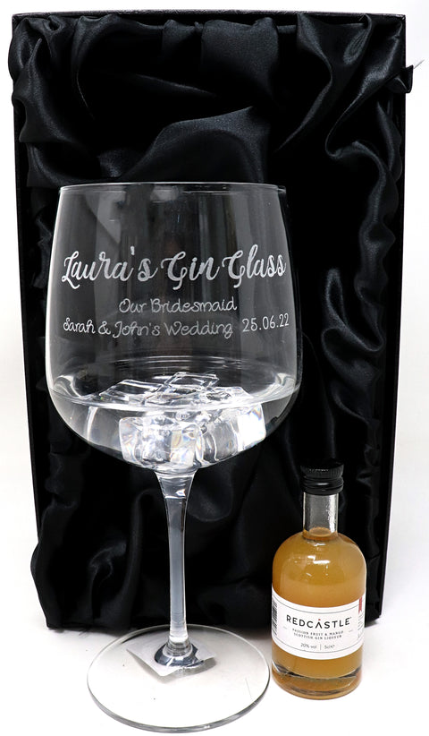 Personalised Gin Balloon Cocktail Glass & Miniature Bottle of Gin - Gin Design