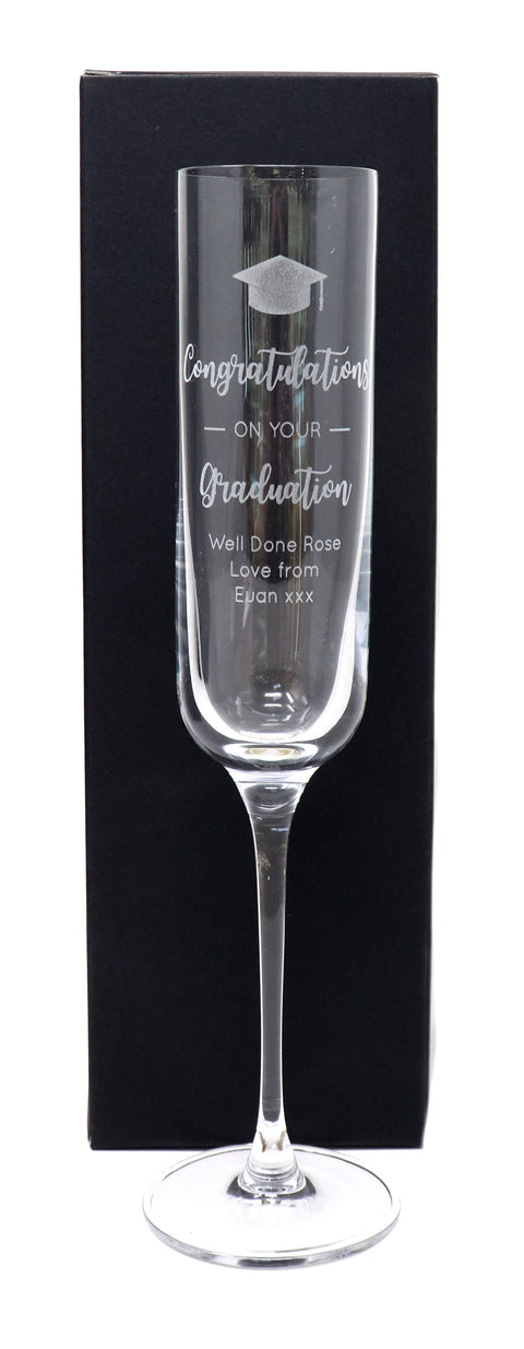 Personalised Fusion Champagne Flute Glass - New Graduation Design