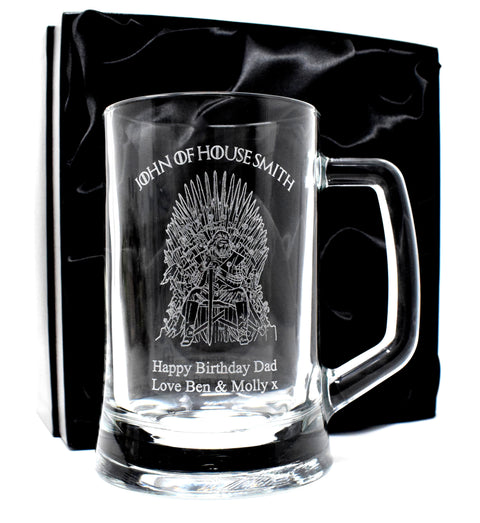 Personalised Pint Glass Tankard - Games of Thrones House Design