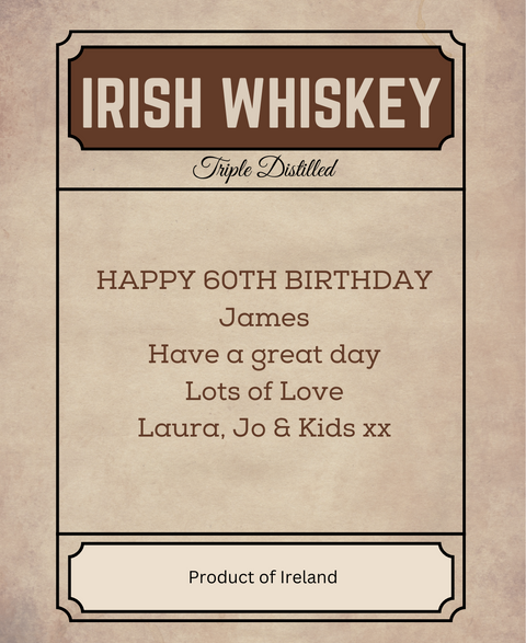 Personalised Bottle Label - Irish Whiskey Design