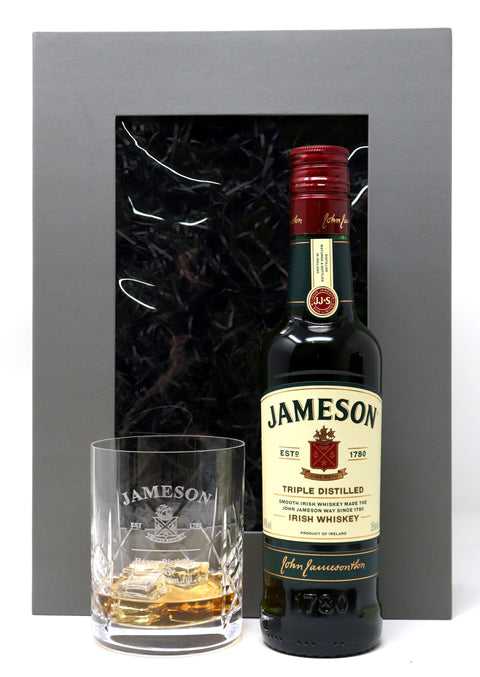 Personalised Crystal Glass Tumbler & 35cl Jameson Irish Whiskey - Label Design