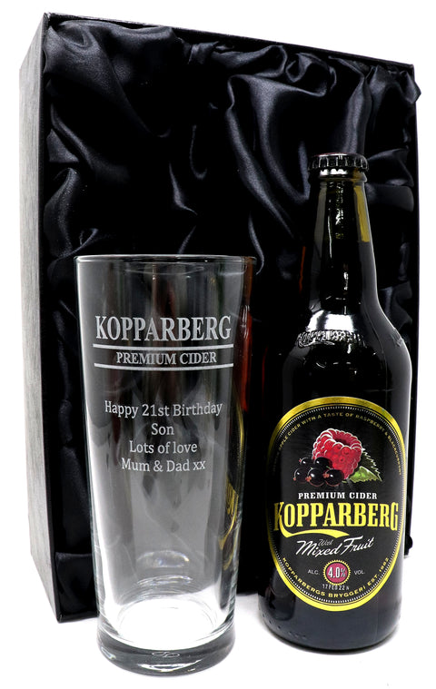 Personalised Pint Glass & Cider - Kopparberg Design