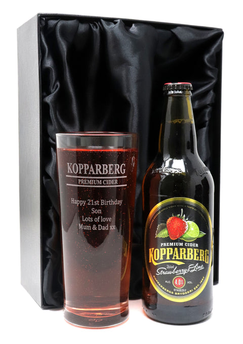 Personalised Pint Glass & Cider - Kopparberg Design