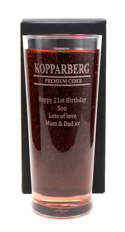 Personalised Pint Glass - Kopparberg Design