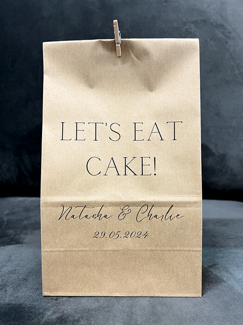 Personalised Paper Sweet Cake Favour Bags - Let's Eat Cake Design