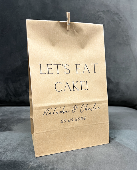 Personalised Paper Sweet Cake Favour Bags - Let's Eat Cake Design