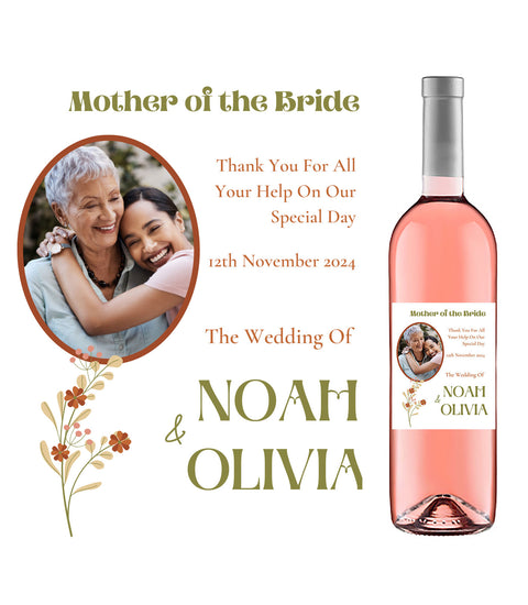 Personalised Wine Bottle Label - Mother of the Bride Photo Design