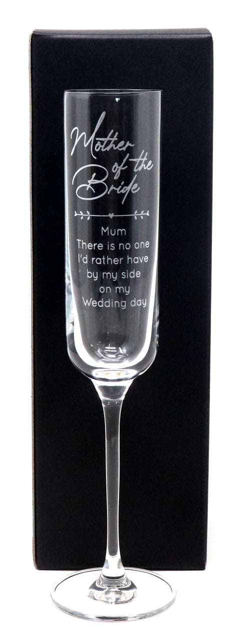 Personalised Fusion Flute & 20cl Prosecco in Silk Gift Box - Mother of the Bride Wedding Design