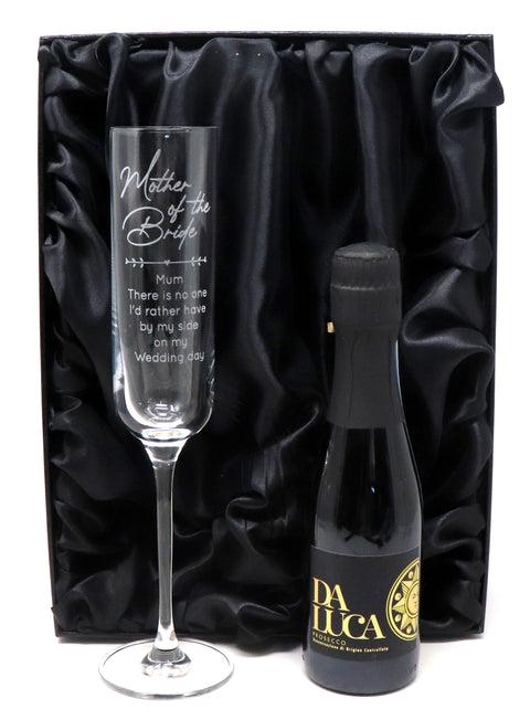 Personalised Fusion Flute & 20cl Prosecco in Silk Gift Box - Mother of the Bride Wedding Design