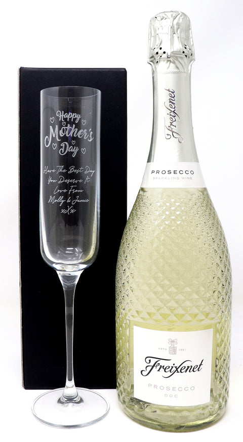 Personalised Fusion Flute & 75cl Freixenet Prosecco - Mother's Day Design