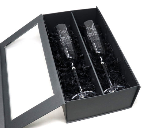 Personalised Pair of Fusion Champagne Flutes - Wedding/Anniversary Design
