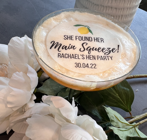 Personalised Main Squeeze Lemon Hen Party Drink Toppers