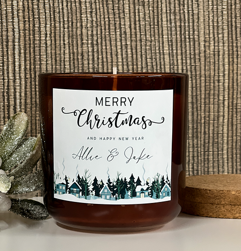Personalised Merry Christmas Design Scented Candle