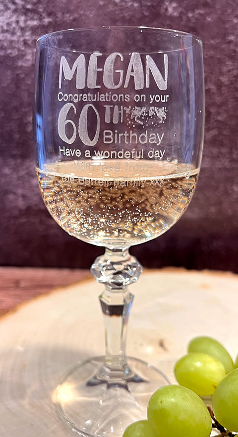 Personalised Mirelle Wine Glass - Birthday Design