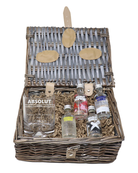 Personalised Absolut Vodka Gift Hamper with Engraved Vodka Glass