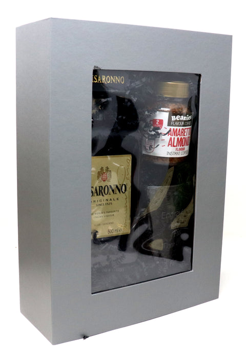 Personalised Coffee Glass with Amaretto Coffee & 50cl Disaronno in Gift Box