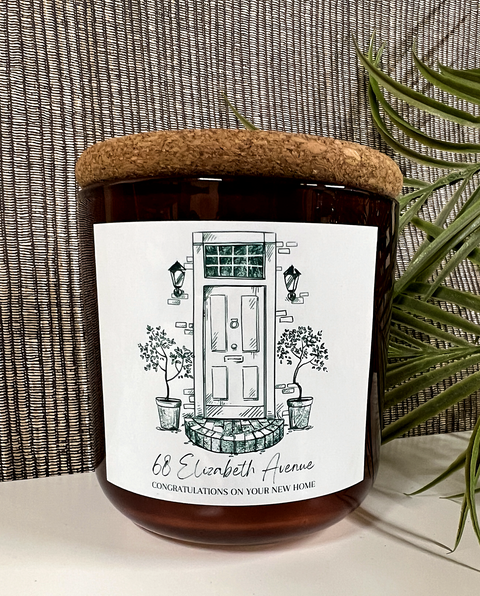 Personalised New Home Front Door Design Scented Candle