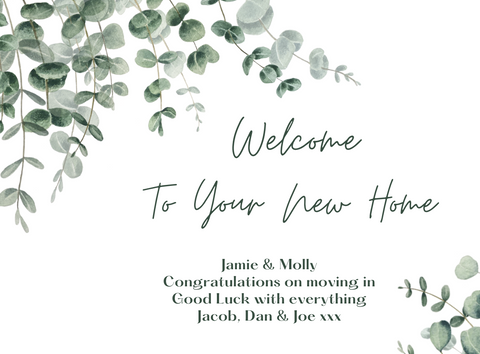 Personalised Prosecco Bottle Label - New Home Leaves Design