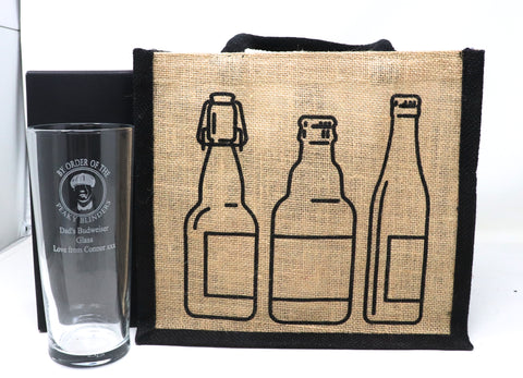 Personalised Pint Glass & 6 Bottles of Beer Gift Set - Peaky Blinders Design