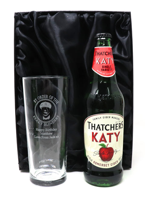 Personalised Pint Glass & Beer/Cider Gift Set - Peaky Blinders Design