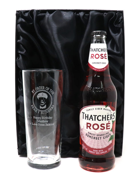 Personalised Pint Glass & Beer/Cider Gift Set - Peaky Blinders Design