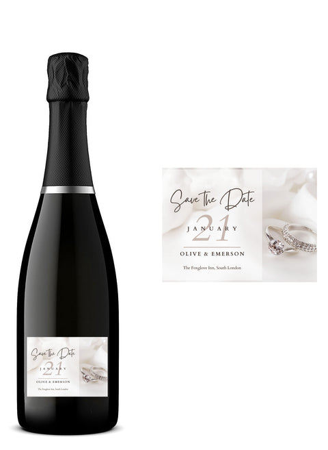 Personalised Prosecco Bottle Label - Save The Date Design