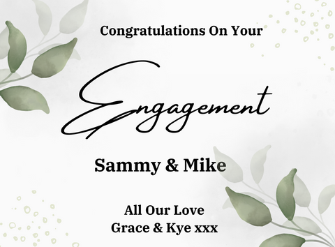 Personalised Prosecco Bottle Label - Engagement Leaves Design