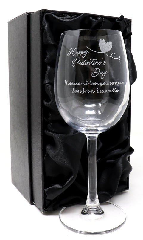 Personalised Reserva Wine Glass - Valentines Day Design