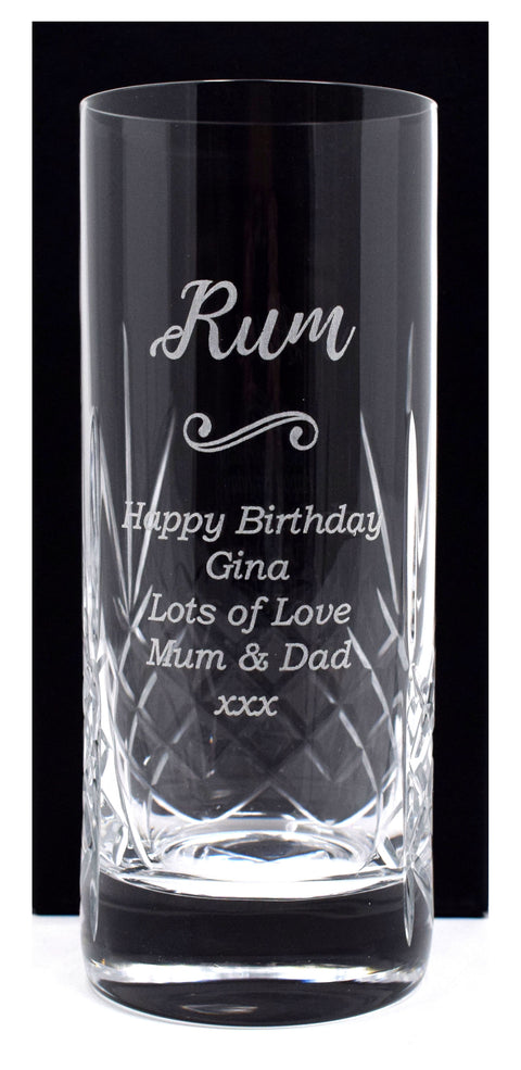 Personalised Crystal Highball Glass & Bottle -  Rum Design