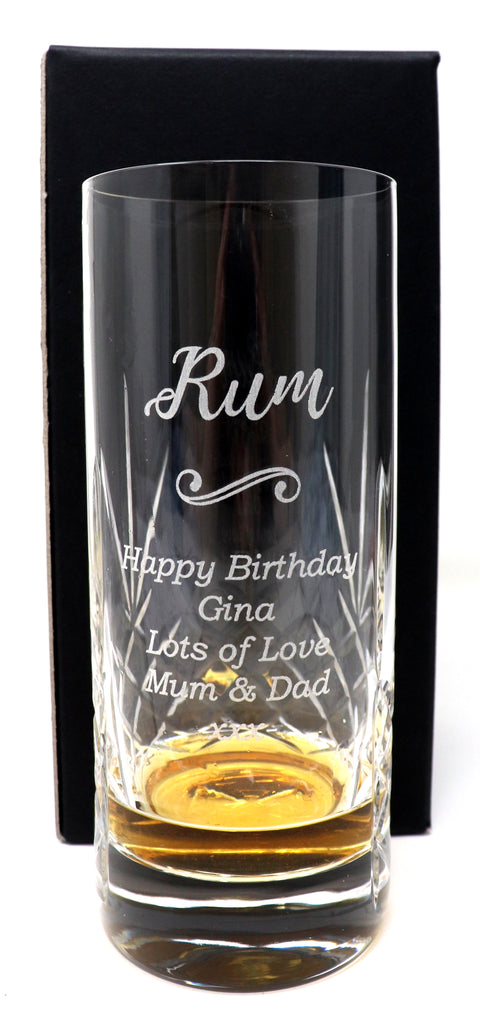 Personalised Crystal Highball Glass - Rum Design