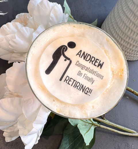 Personalised Retirement Design Edible Cocktail Drink Toppers